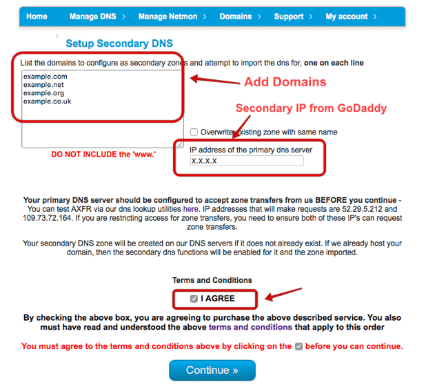 Adding Secondary DNS domains at CloudFloorDNS