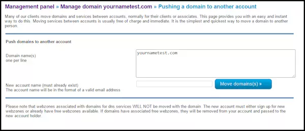 Management Panel Manage Domain