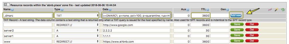 DMARC DNS Records